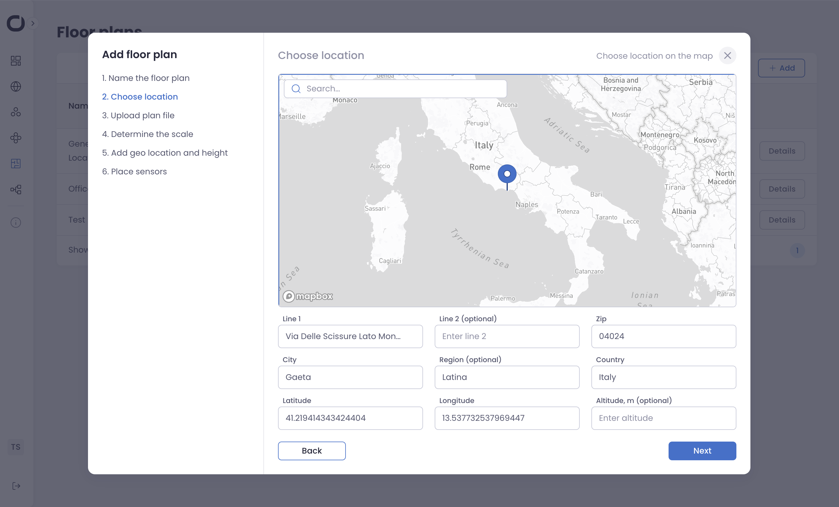 Choose the floor plan location