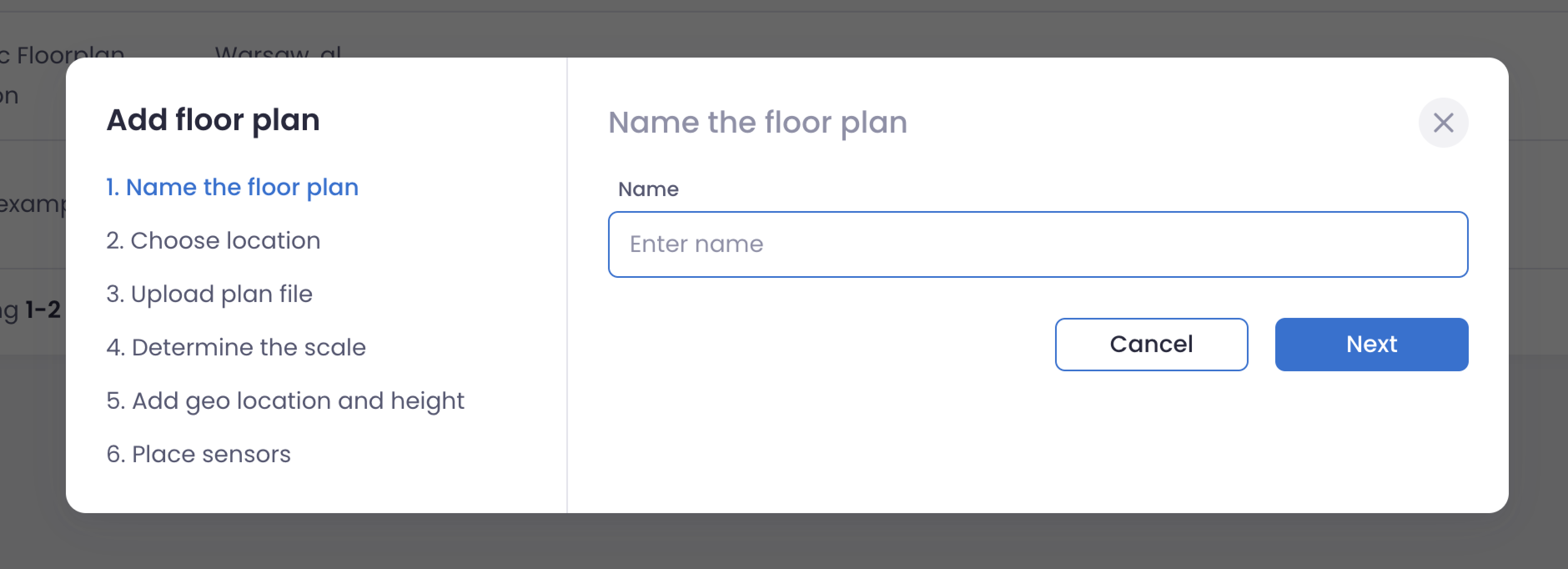 Naming the floor plan