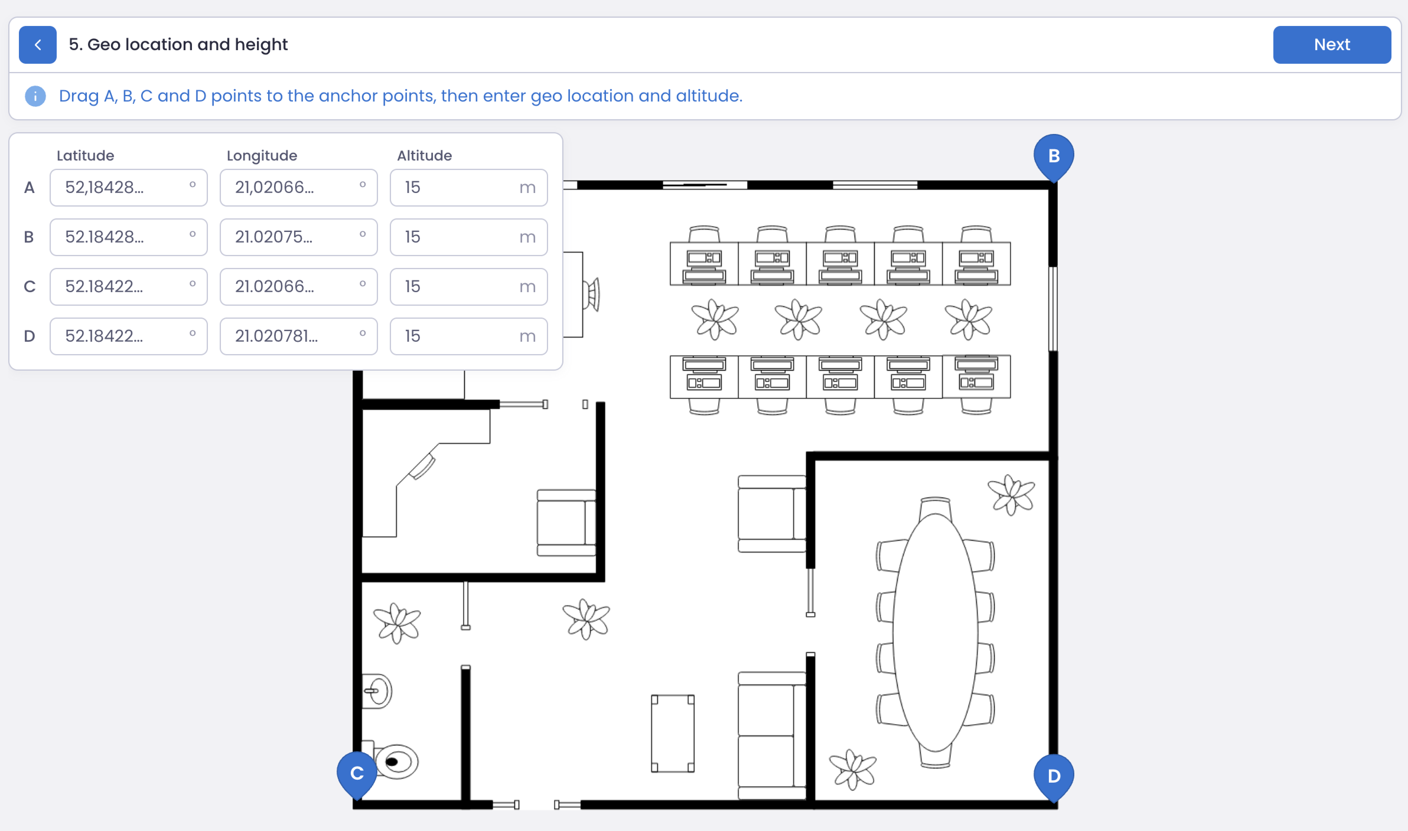 Providing 4 geolocation points