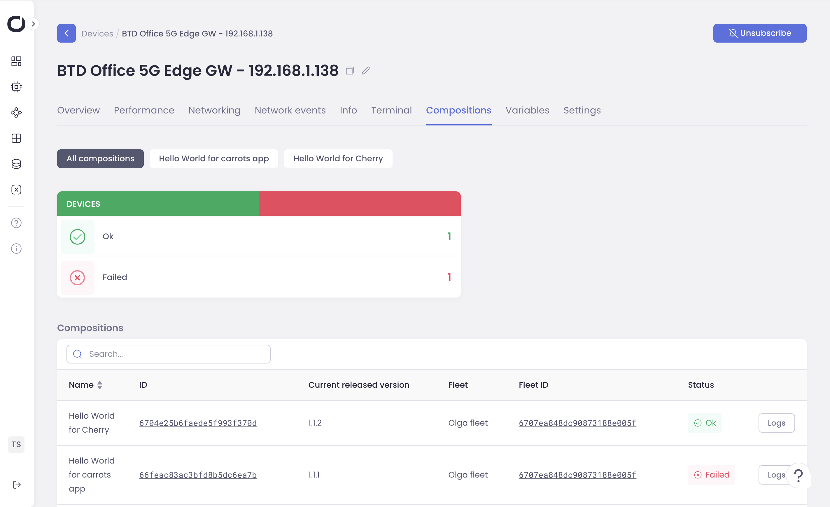 Example of a composition overview