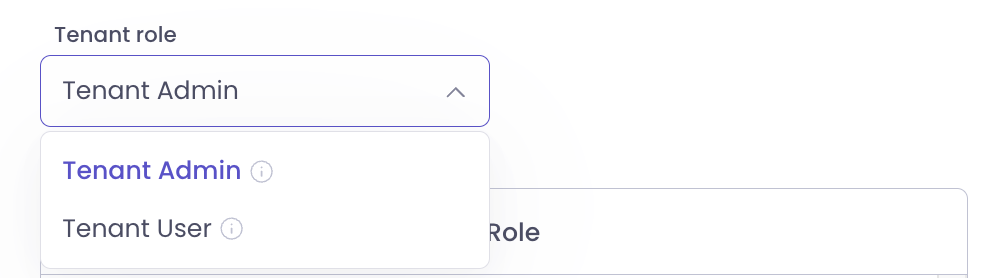 Roles available for tenant.